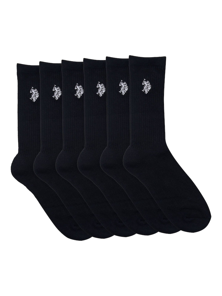 Negro - U.S. Polo Assn. 5 pares de calcetines deportivos clásicos para hombre - Imagen 1 de 3