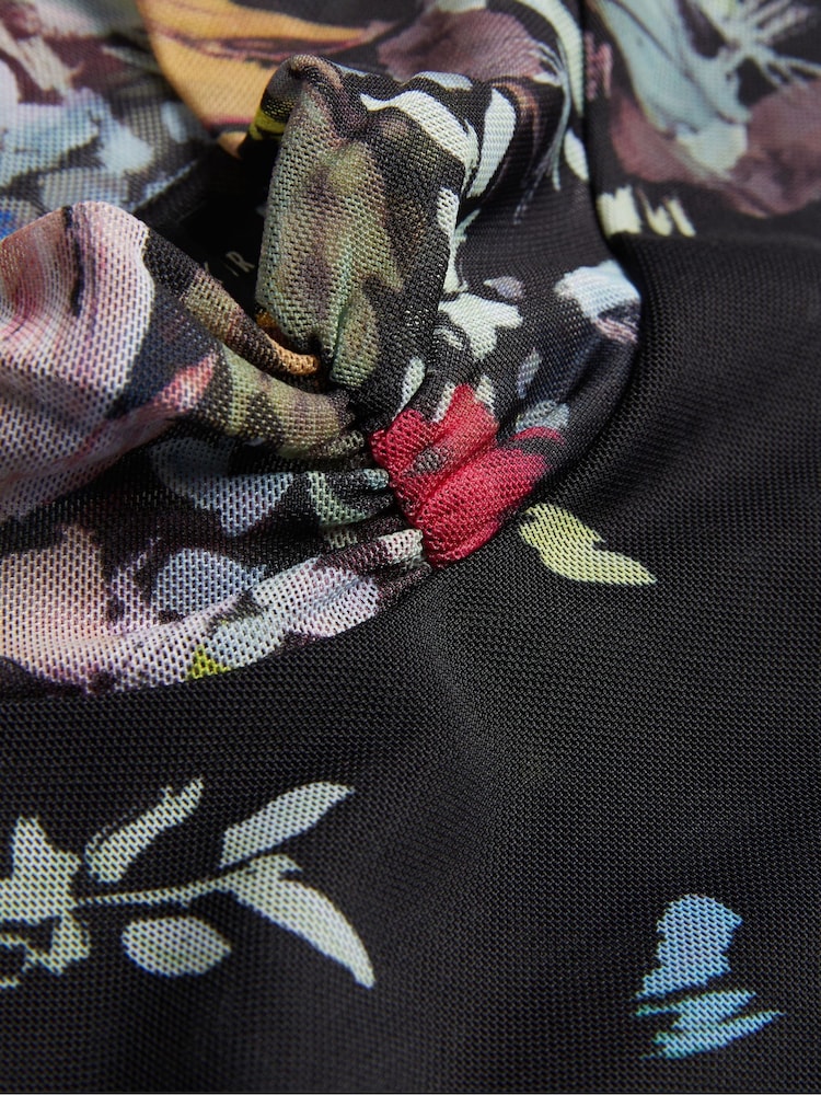 Ted Baker Black Printed Amandha Mesh Long Sleeve Top - Image 6 of 6