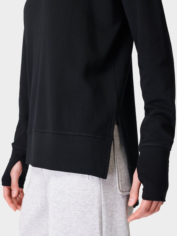 Sweaty Betty Black After Class Longline Sweatshirt - Image 4 of 5