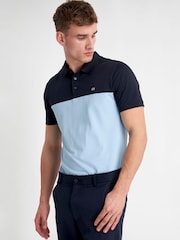 Calvin Klein Golf Blue Colour Block Polo Shirt - Image 1 of 8