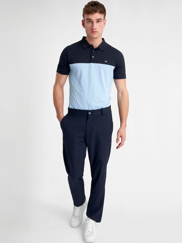 Calvin Klein Golf Blue Colour Block Polo Shirt - Image 3 of 8