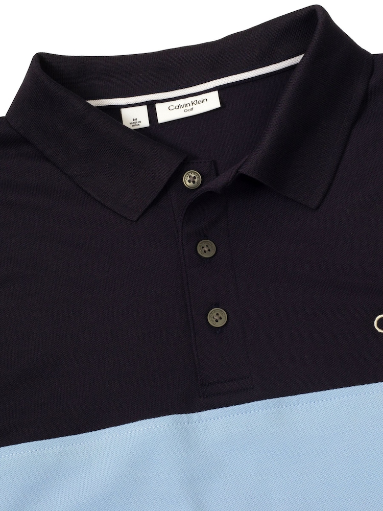 Calvin Klein Golf Blue Colour Block Polo Shirt - Image 7 of 8