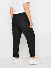 Yours Curve Black Paperbag Utility 100% Cotton Trousers - Image 3 of 5
