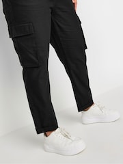 Yours Curve Black Paperbag Utility 100% Cotton Trousers - Image 4 of 5