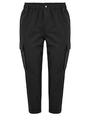 Yours Curve Black Paperbag Utility 100% Cotton Trousers - Image 5 of 5