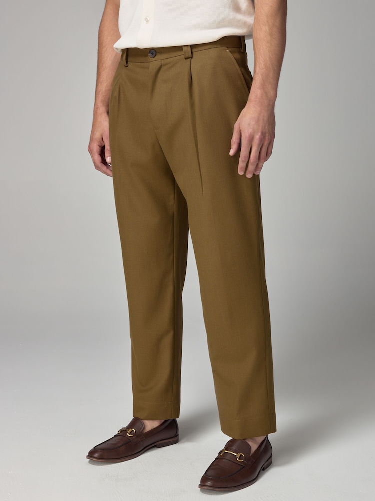 Olive Green EDIT Smart Wool Mix Trousers - Image 1 of 10
