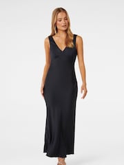 Forever New Blue Cameron V-Neck Satin Maxi Dress - Image 1 of 4