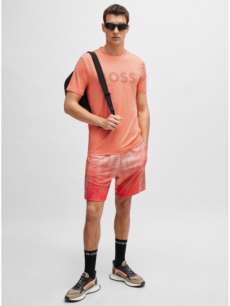 BOSS Orange Tonal Large Chest Logo Performance-Stretch T-Shirt - Image 2 of 5 BOSS Orange Tonal Large Chest Logo Performance-Stretch T-Shirt - Image 2 of 5