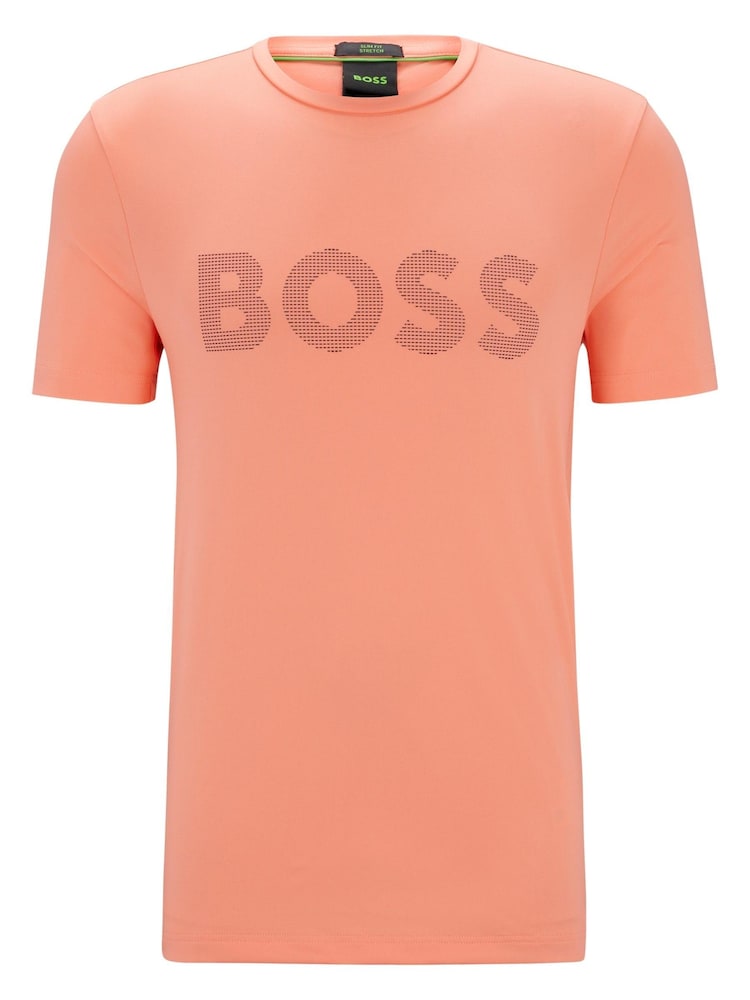 BOSS Orange Tonal Large Chest Logo Performance-Stretch T-Shirt - Image 5 of 5 BOSS Orange Tonal Large Chest Logo Performance-Stretch T-Shirt - Image 5 of 5