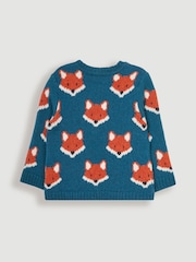 JoJo Maman Bébé Teal Fox Jumper - Image 2 of 3