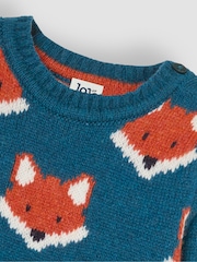 JoJo Maman Bébé Teal Fox Jumper - Image 3 of 3