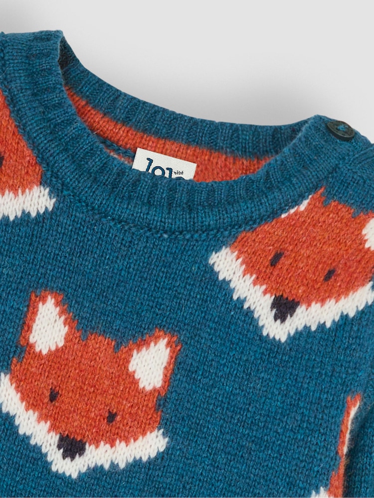JoJo Maman Bébé Teal Fox Jumper - Image 3 of 3