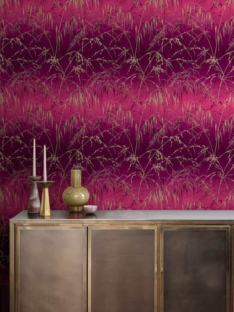 Clarissa Hulse Pink Meadow Grass Wallpaper - Image 1 of 3