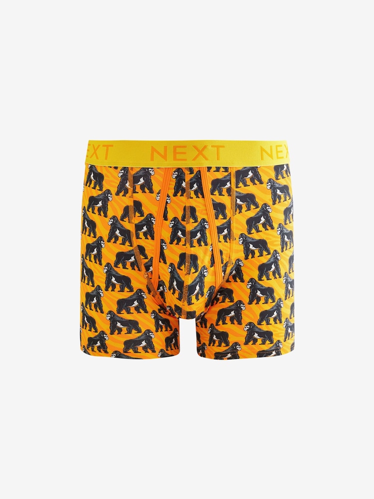 Bright Orange/Green/Blue Animal Print Animal A-Front Boxers 4 Pack - Image 4 of 8