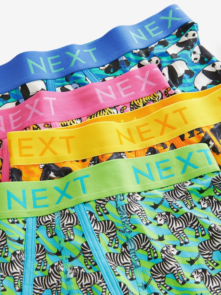 Bright Orange/Green/Blue Animal Print Animal A-Front Boxers 4 Pack - Image 7 of 8