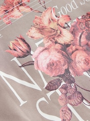 Neutral Stone Pretty Floral Longline Back Graphic Relaxed Fit 100% Cotton Sweatshirt - Image 6 of 7
