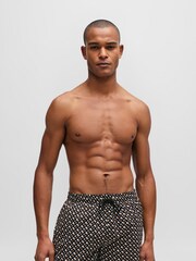 BOSS Black Monogram Print Lined Quick-Dry Swim Shorts - Image 1 of 4