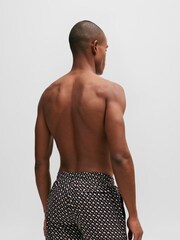 BOSS Black Monogram Print Lined Quick-Dry Swim Shorts - Image 2 of 4
