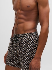 BOSS Black Monogram Print Lined Quick-Dry Swim Shorts - Image 3 of 4
