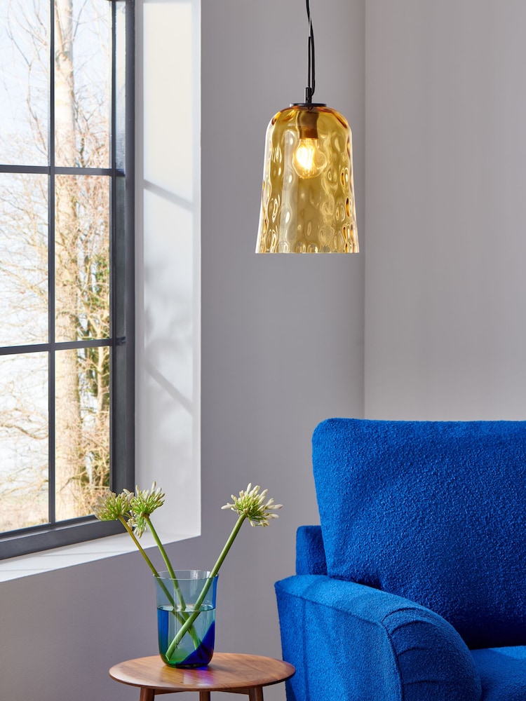 Jasper Conran London Amber Orange Glass Ceiling Light - Image 1 of 4