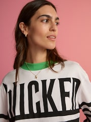 Negro/Blanco - Wicked Long Sleeve Stripe Graphic 100% Cotton T-Shirt - Imagen 4 de 4