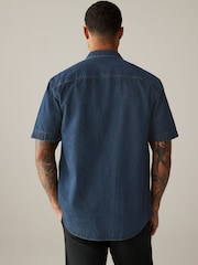Blue 100% Cotton Short Sleeve Denim Western Shirt - Image 2 of 8