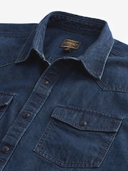 Blue 100% Cotton Short Sleeve Denim Western Shirt - Image 7 of 8