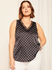 Curves Like These Black/White Lace Vneck Camisole - Image 1 of 4
