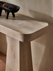 French Connection Light Mango Wood Mez Console Table - Image 5 of 7