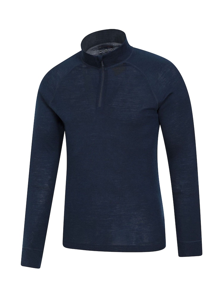 Mountain Warehouse Blue Mens Merino Quarter Zip Thermal Top - Image 2 of 5 Mountain Warehouse Blue Mens Merino Quarter Zip Thermal Top - Image 2 of 5