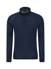 Mountain Warehouse Blue Mens Merino Quarter Zip Thermal Top - Image 3 of 5