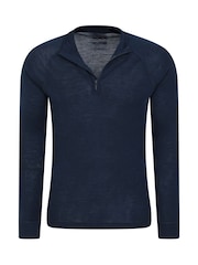 Mountain Warehouse Blue Mens Merino Quarter Zip Thermal Top - Image 4 of 5