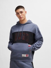 HUGO Blue Sporty Varsity Logo Block 100% Cotton Hoodie - Image 1 of 5