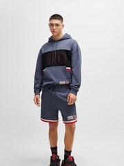 HUGO Blue Sporty Varsity Logo Block 100% Cotton Hoodie - Image 2 of 5
