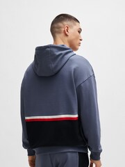 HUGO Blue Sporty Varsity Logo Block 100% Cotton Hoodie - Image 4 of 5