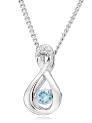 Beaverbrooks 9ct White Gold Diamond Aquamarine Birthstone Pendant - Image 1 of 5