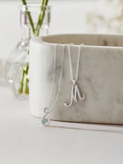 Beaverbrooks 9ct White Gold Diamond Aquamarine Birthstone Pendant - Image 2 of 5