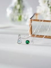 Beaverbrooks 9ct White Gold Diamond Aquamarine Birthstone Pendant - Image 3 of 5