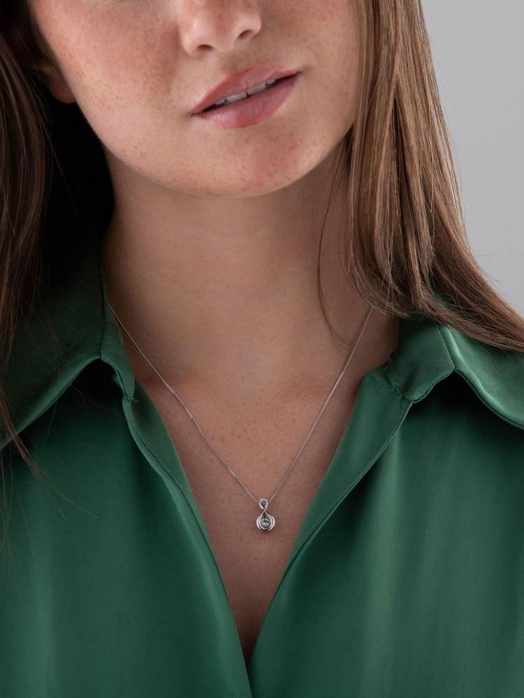 Beaverbrooks 9ct White Gold Diamond Aquamarine Birthstone Pendant - Image 5 of 5