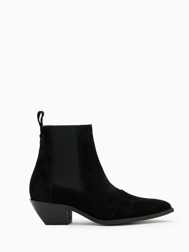 AllSaints Black Dellaware Suede Boots - Image 1 of 5 AllSaints Black Dellaware Suede Boots - Image 1 of 5