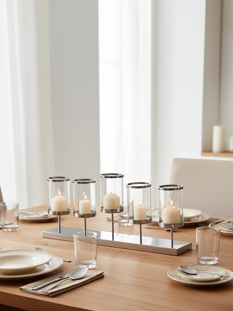 Interiors by Premier Silver Kensington Townhouse 5 Light Candle Holder - Image 2 of 2 Interiors by Premier Silver Kensington Townhouse 5 Light Candle Holder - Image 2 of 2
