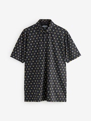Black/Gold Reindeer Christmas Print Polo Shirt - Image 7 of 8