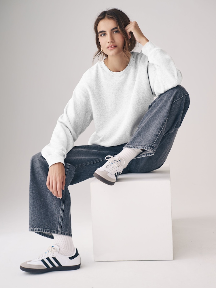 The Set Grey Marl/Slate Grey 2 Pack Oversized Crew Neck Sweatshirts - Image 1 of 6
