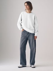 The Set Grey Marl/Slate Grey 2 Pack Oversized Crew Neck Sweatshirts - Image 3 of 6