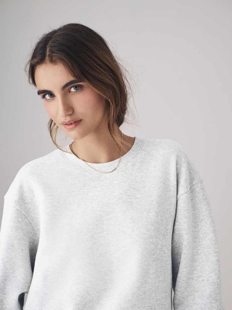 The Set Grey Marl/Slate Grey 2 Pack Oversized Crew Neck Sweatshirts - Image 6 of 6