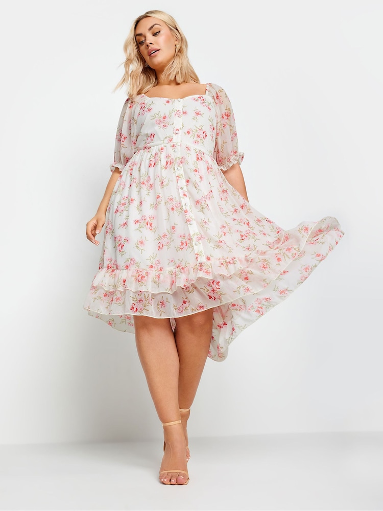 Yours Curve Pink Limited Floaty High Low Dress - Image 1 of 5