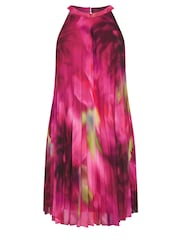 Yours Curve Pink Tropical Print Halter Neck Dress - Image 5 of 5