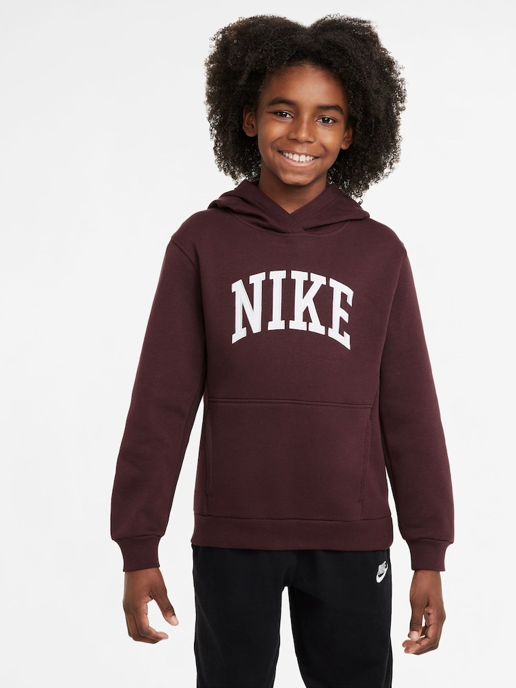 Nike Burgundy Red Club Varsity Logo French Terry Hoodie - Image 1 of 3