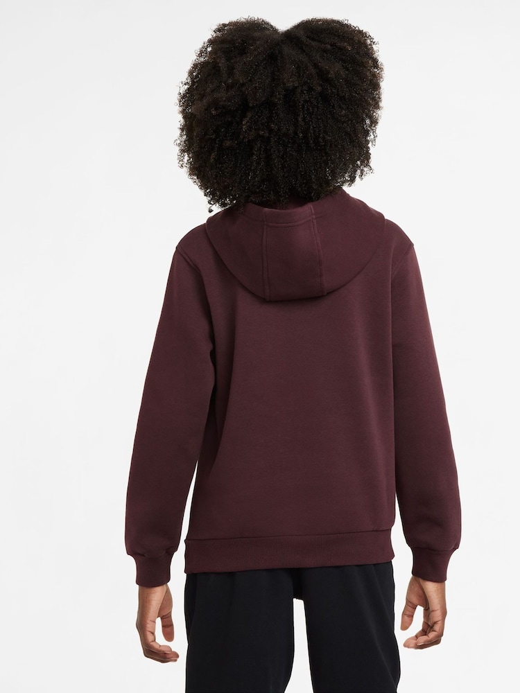 Nike Burgundy Red Club Varsity Logo French Terry Hoodie - Image 2 of 3