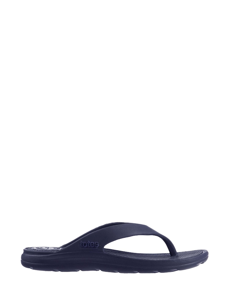 Totes Navy Ladies Solbounce Toe Post Flip Flops Sandals - Image 2 of 5